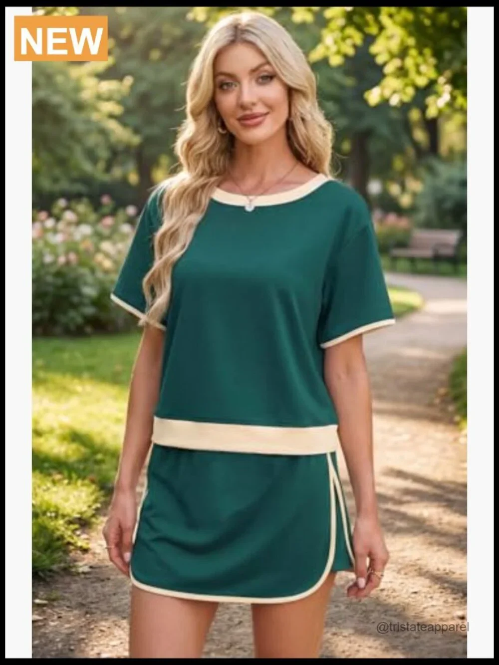 Women's 2 Piece Skort Set Short Sleeve Top and Drawstring Skort Matching Lounge